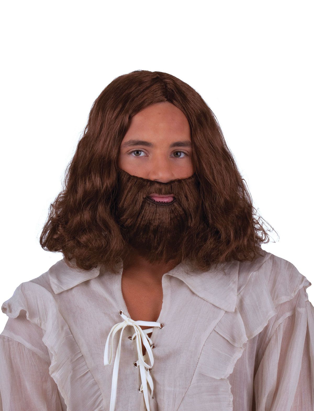 Pruik en baard Jezus bruin - 