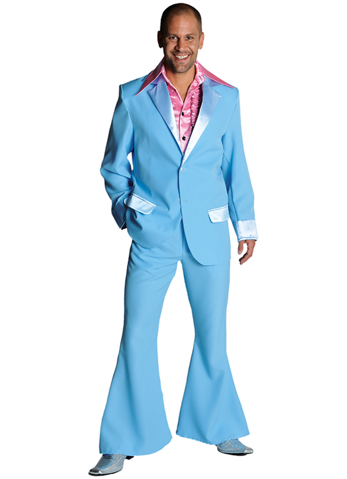 Discoman licht blauw - verkleedkledij, carnavalkledij, carnavaloutfit, feestkledij, disco, discokledij, jaren 70-80, disco outfit, discokleren, retro