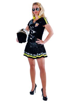 verhuur - carnaval - Uniform - Brandweervrouw zwart