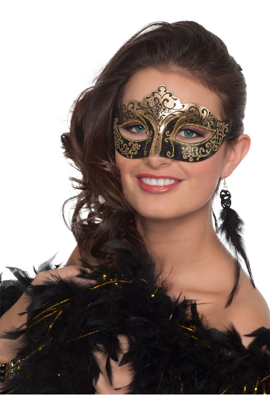 verkoop - attributen - Maskers - Venetiaans masker zwart glitter
