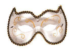 Venetiaans masker krullen zilver - Willaert, verkleedkledij, carnavalkledij, carnavaloutfit, feestkledij, masker, venetiaanse maskers, oogmasker, loupe, venetiaans bal