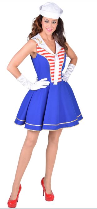 Marinemeisje blauw - Willaert, verkleedkledij, carnavalkledij, carnavaloutfit, feestkledij, marine, navy, matroos, matrozin