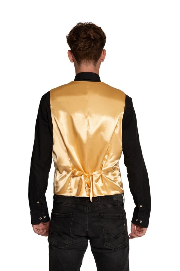 Glittervest en strik goud