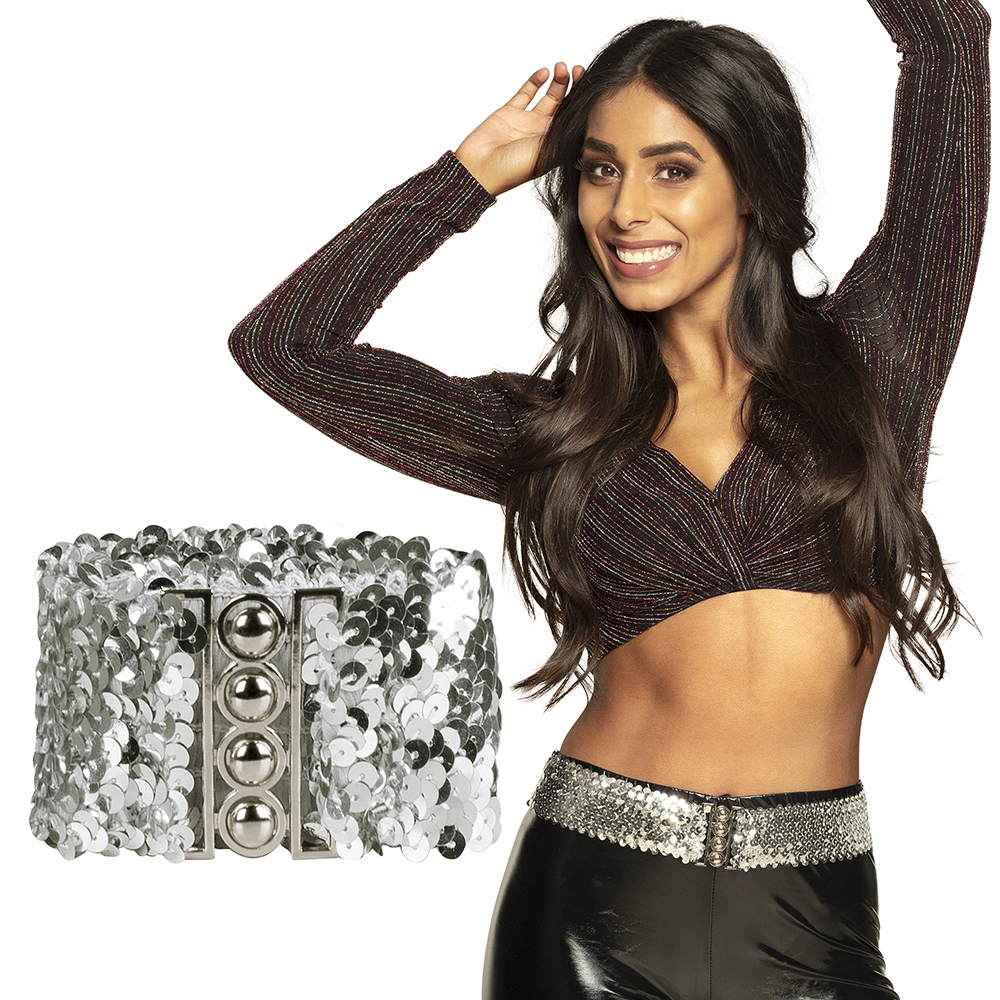 Riem paillet zilver