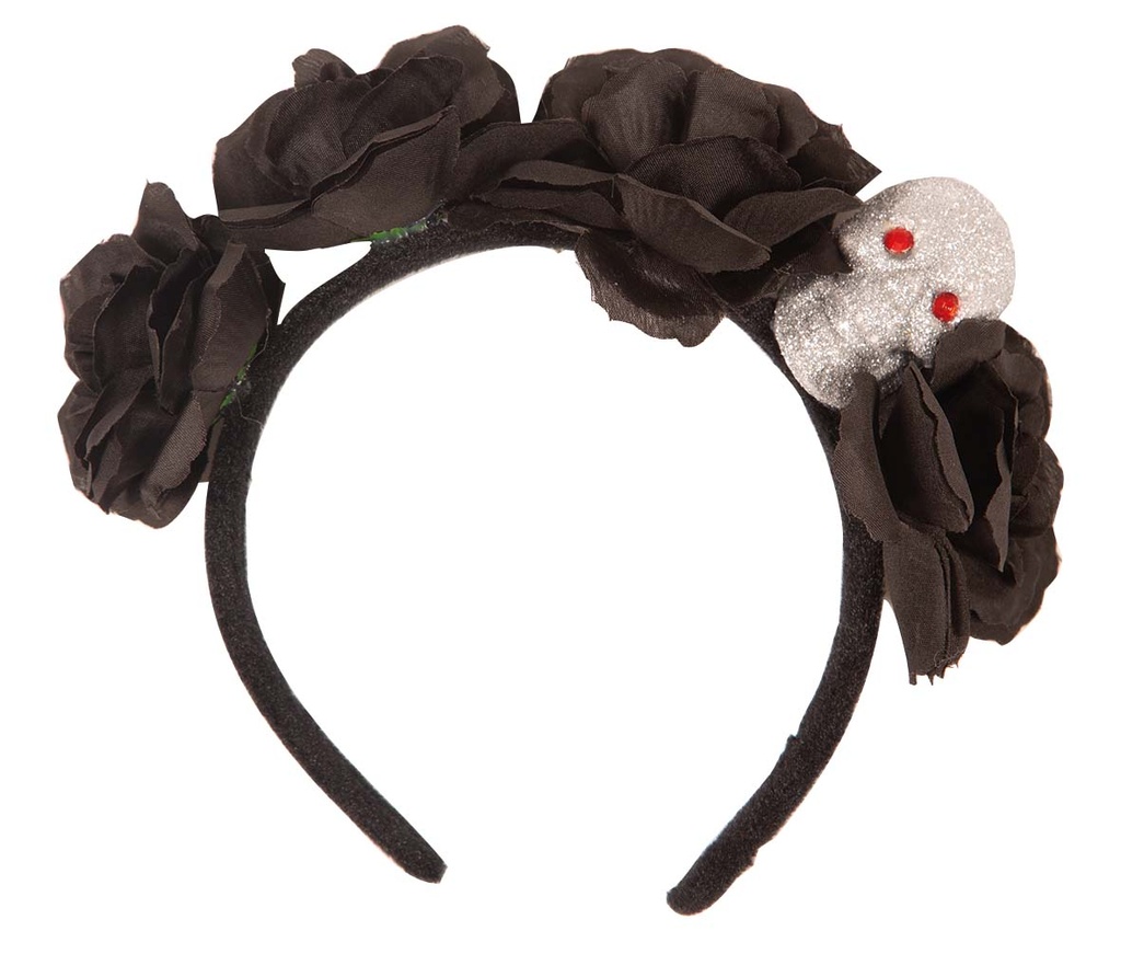 Diadeem met zwarte bloemen