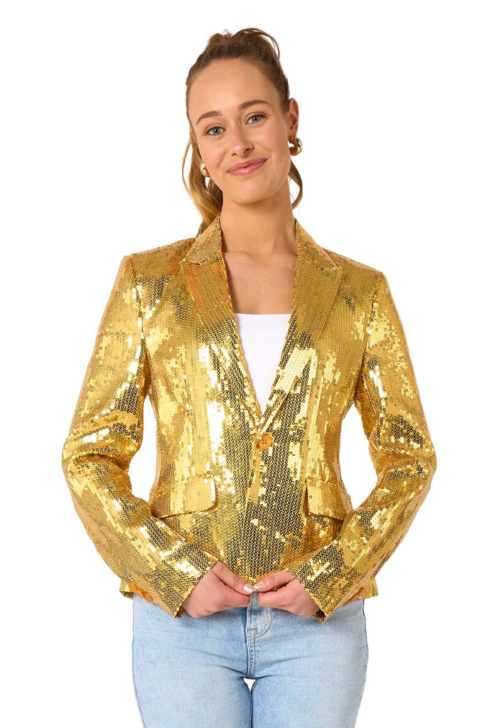 Glitterjas dames goud