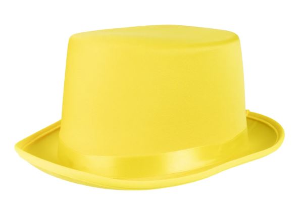 Hoge hoed satijn geel