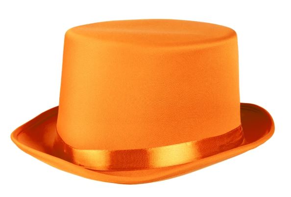 Hoge hoed satijn oranje