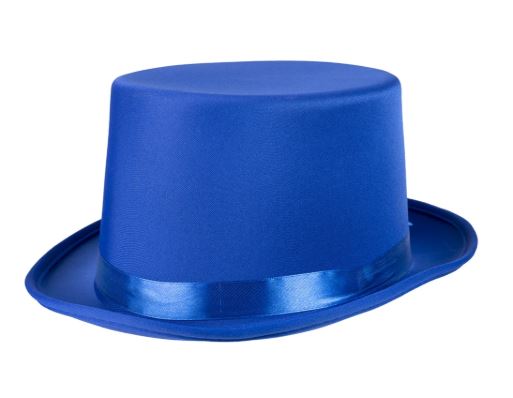Hoge hoed satijn blauw