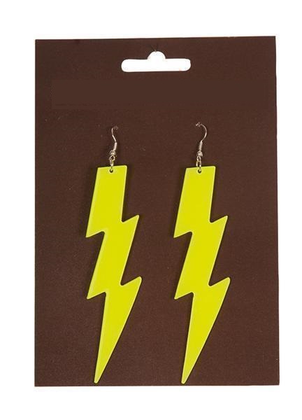 Oorbellen bliksem fluo geel