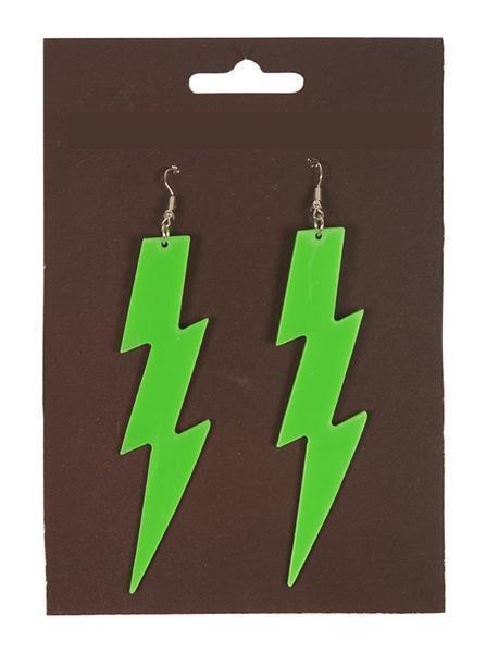 Oorbellen bliksem fluo groen