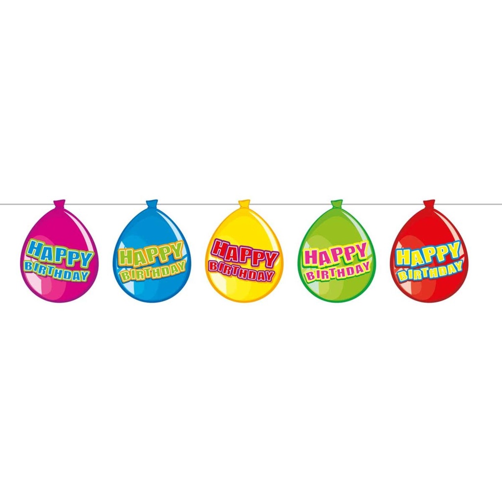 Vlaggenlijn ballon Happy brithday - 10 m