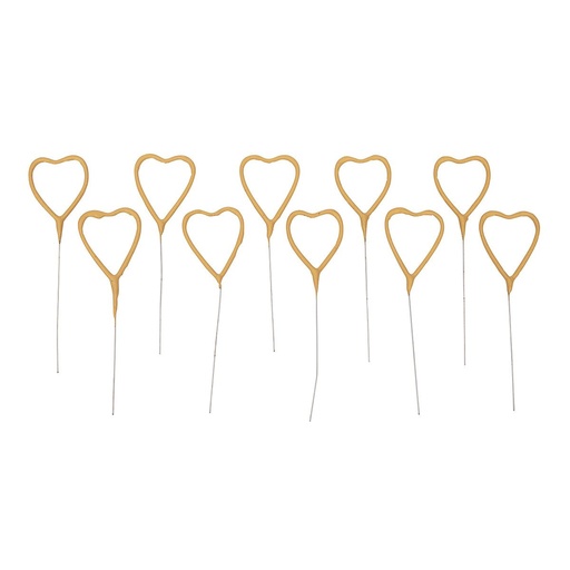 Sterretjes - vuurwerkstokje hart goud 10 stuks