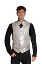 Glittervest en strik zilver