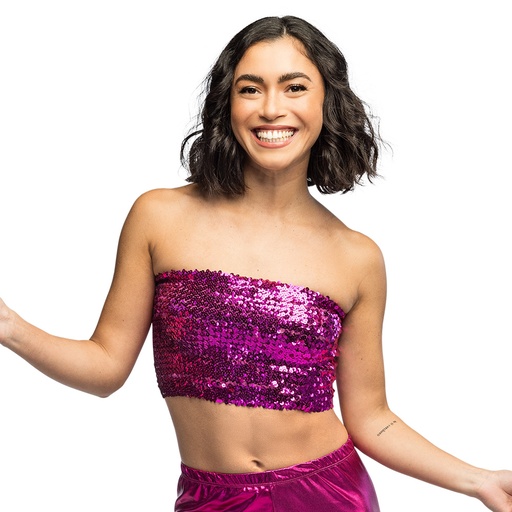 Pailletten Bandeau Top roze