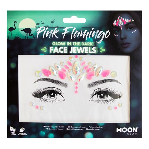 Face jewel Pink Flamingo - Glow in the dark