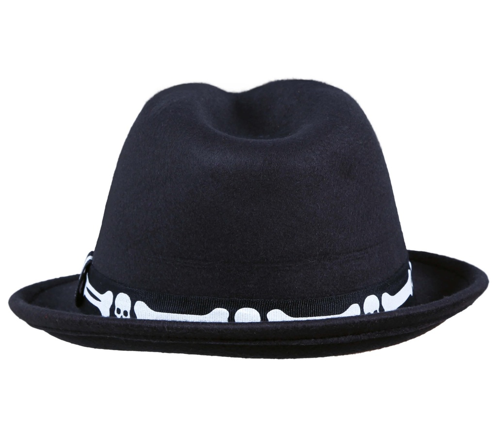 Zwarte Halloweenhoed met botten