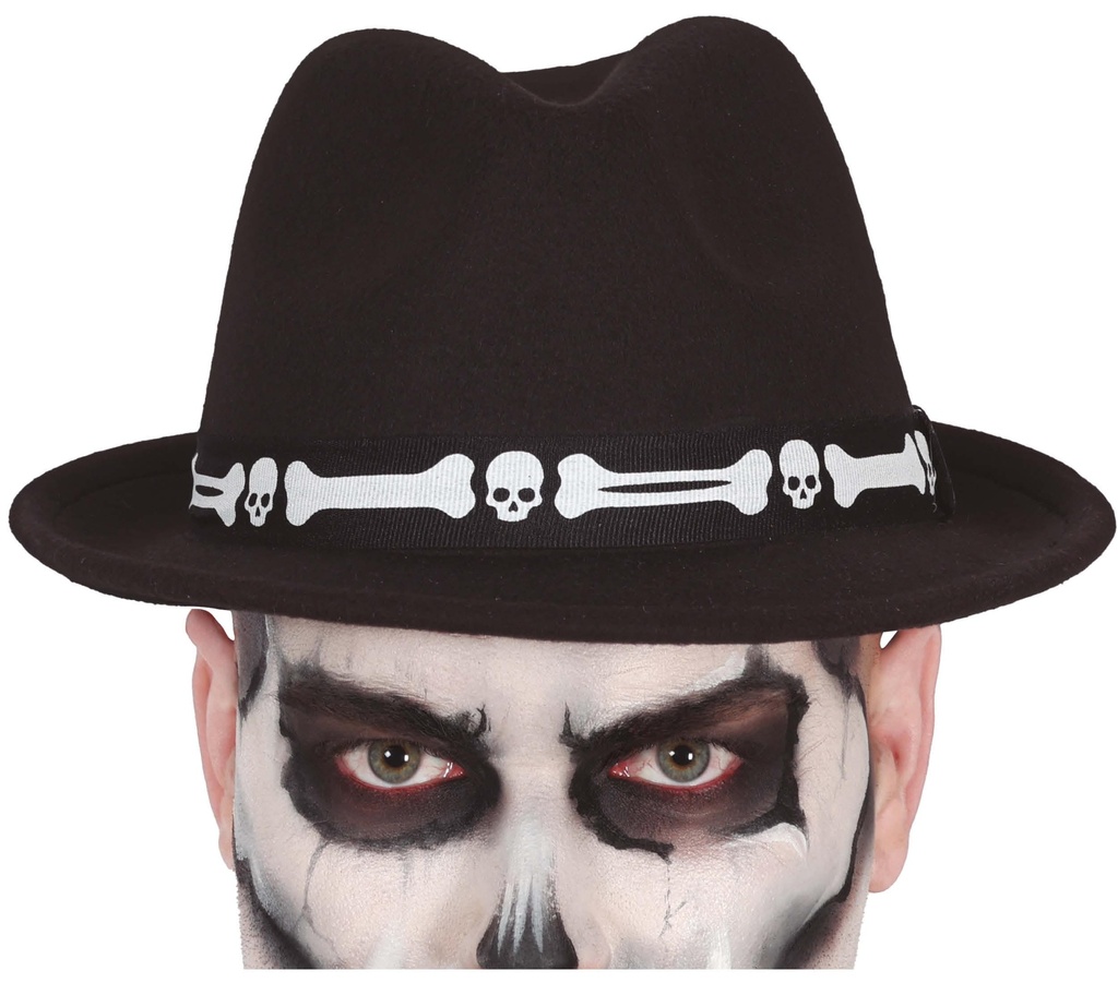 Zwarte Halloweenhoed met botten