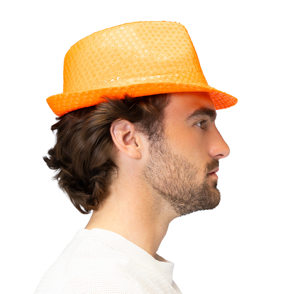 Deukhoed paillet fluo oranje
