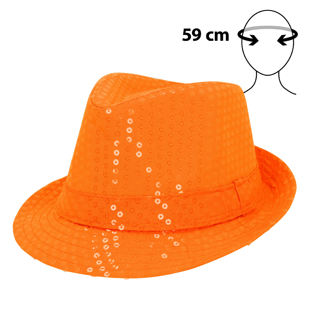 Deukhoed paillet fluo oranje