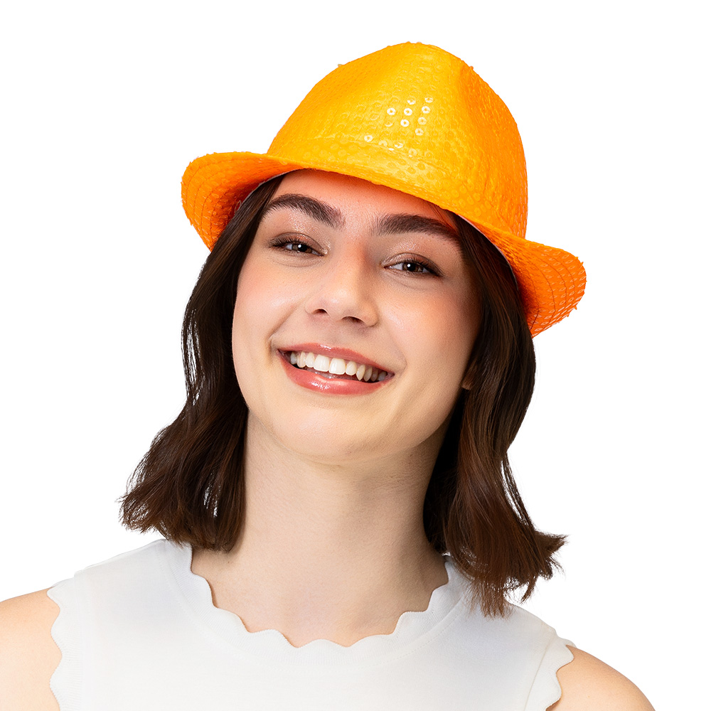 Deukhoed paillet fluo oranje
