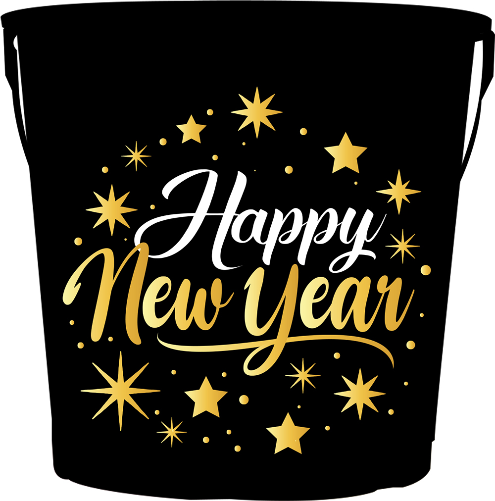 Happy New Year metalen emmer 19 x 23 cm