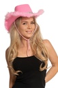 Cowboyhoed roze met glitter en bont