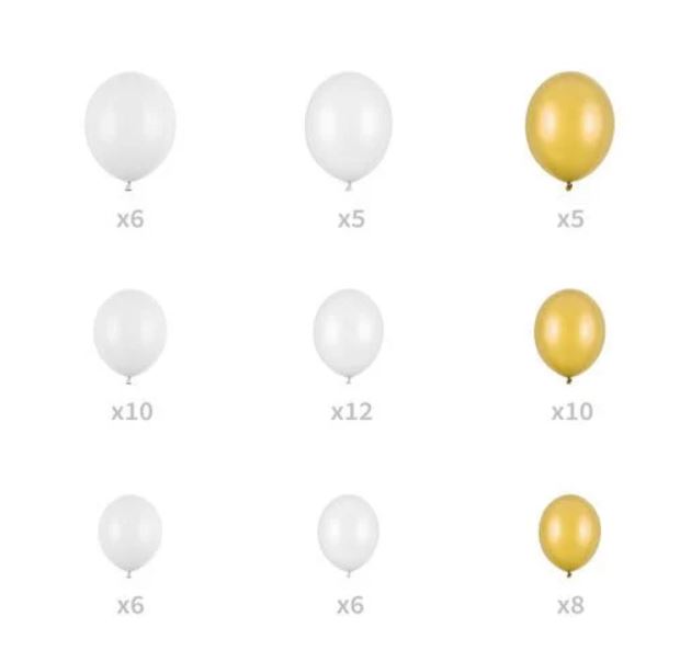 Ballonnenboog hart wit met goud
