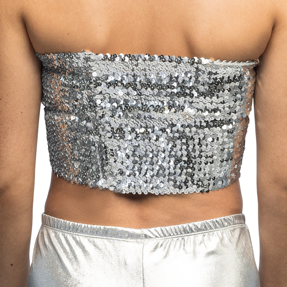 Pailletten Bandeau Top Zilver