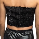 Pailletten Bandeau Top Zwart
