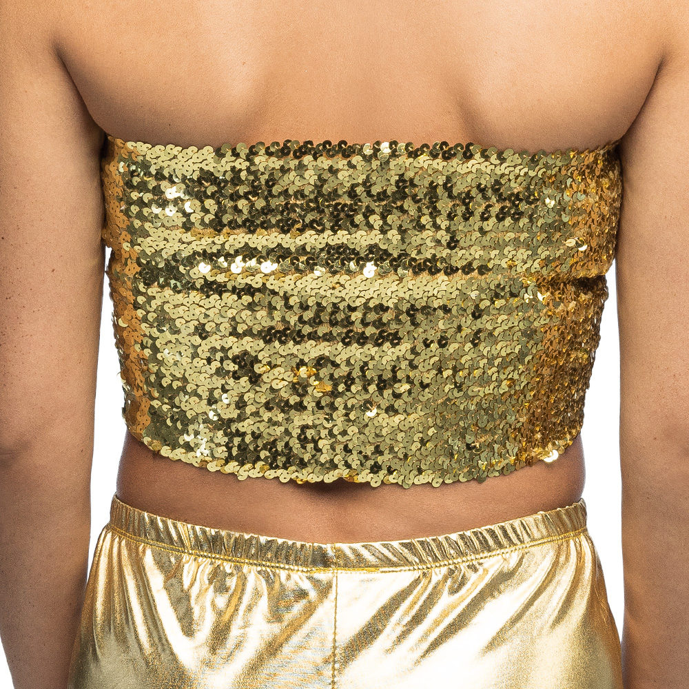 Pailletten Bandeau Top goud 