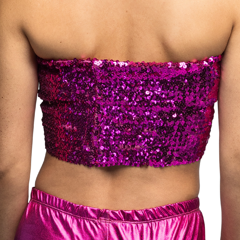 Pailletten Bandeau Top roze