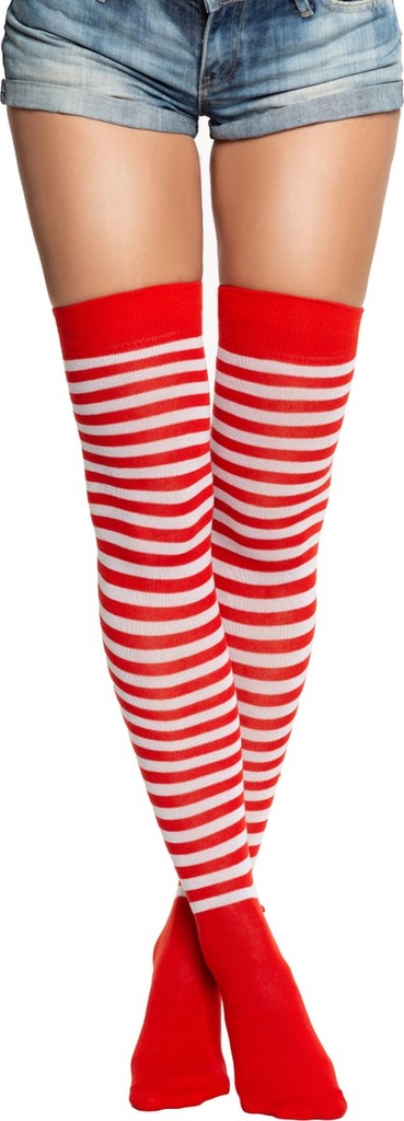 Kniekousen rood wit gestreept