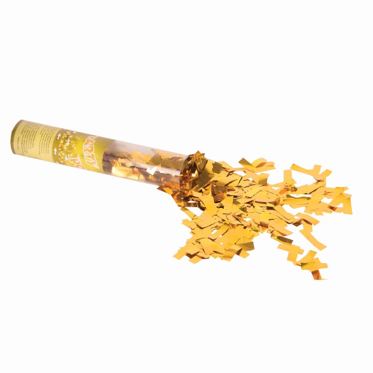 Confettikanon goud blaadjes 20 cm