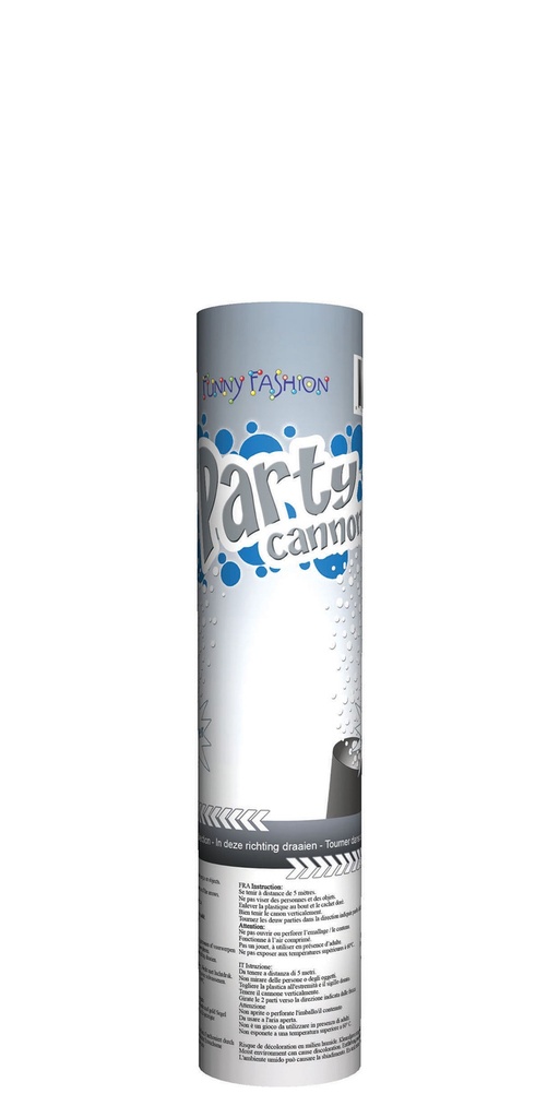 Confettikanon zilver 20 cm