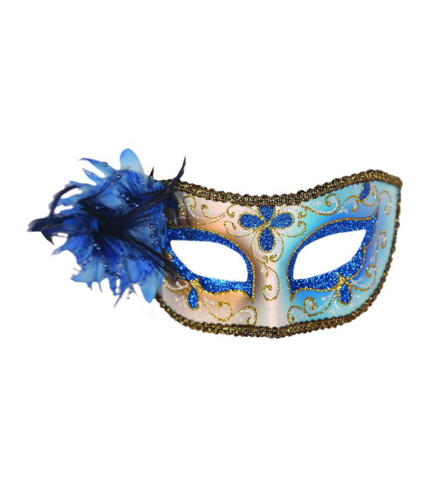 Masker met blauwe bloem