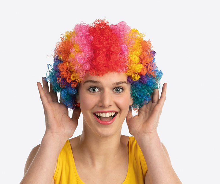 Pruik Clown regenboog