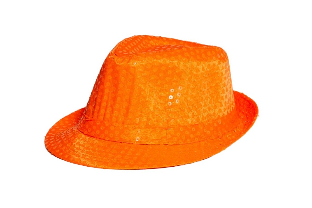 Pailletenhoed fluo oranje