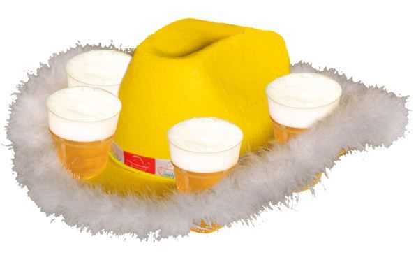 Cowboyhoed geel met bekerhouders