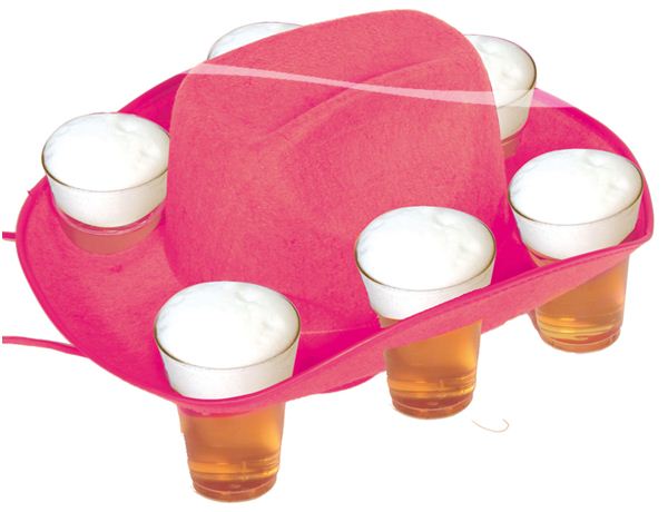 Cowboyhoed roze met bekerhouder