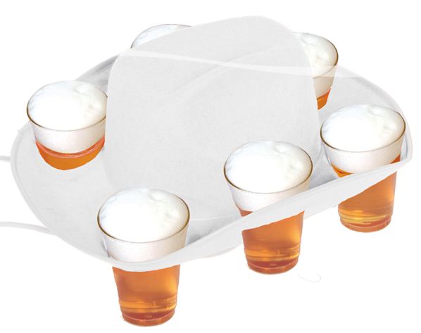 Cowboyhoed wit met bekerhouder