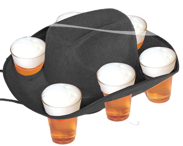 Cowboyhoed zwart met bekerhouder