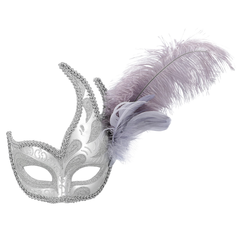 Masker zilver met pluim