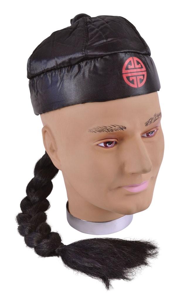Chinese muts zwart met vlecht