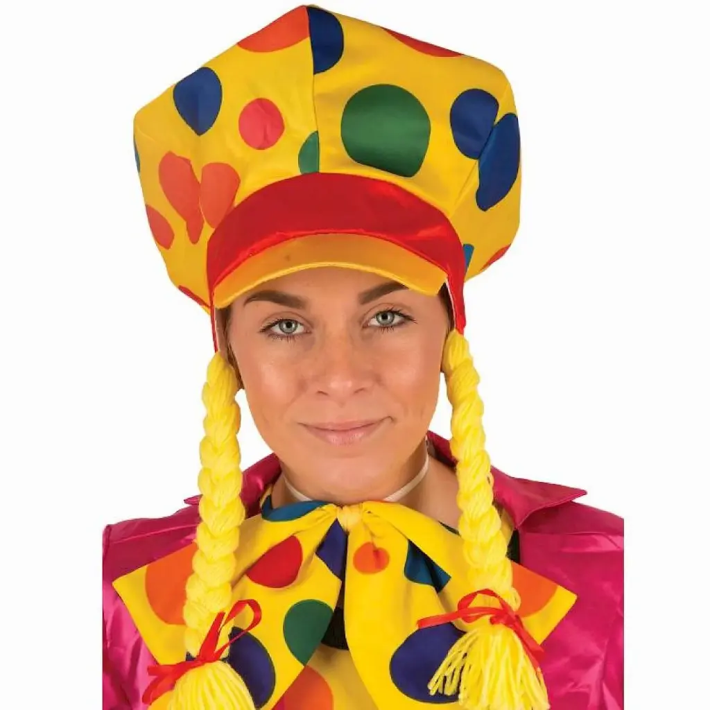 Hoed clown met vlechtjes