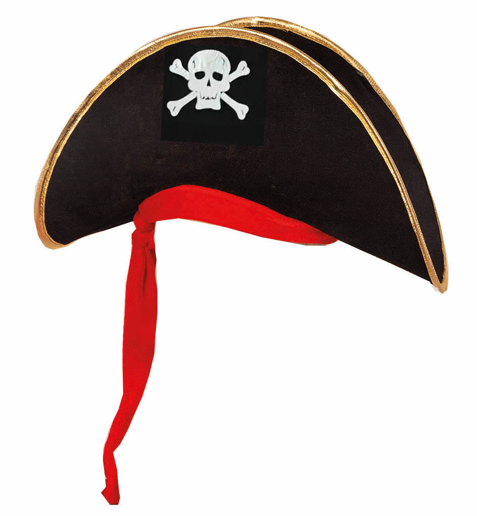 Piratenhoed zwart met rode band