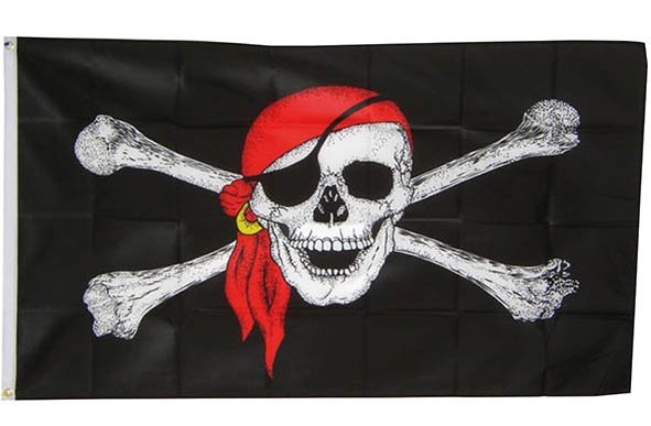 Piratenvlag schedel met rode doek
