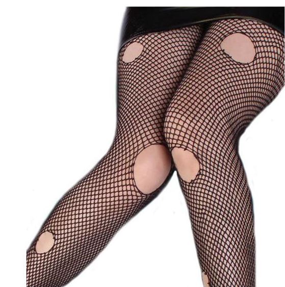 Netkousen zwart met gaten