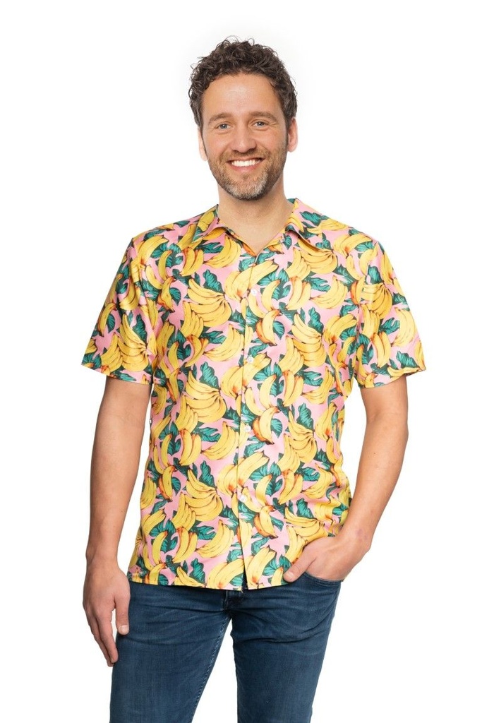 Hawaïhemd roze met bananen