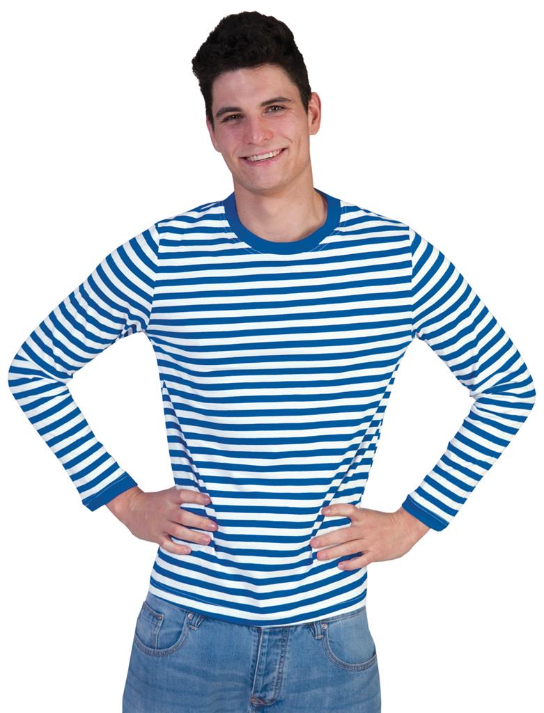 Gestreepte t-shirt volwassen blauw wit